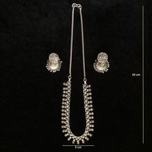 Load image into Gallery viewer, Silver Oxidised Necklace Set (Silver Cross Jhumka)
