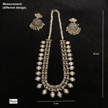 Load image into Gallery viewer, Oxidised Silver Tribal Choker Kolapuri Necklace Set with Jhumka
