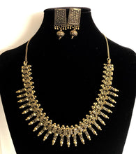Load image into Gallery viewer, Antique Oxidised Golden Choker Necklace Set

