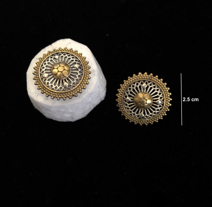 Dual Tone Stud Earrings pair