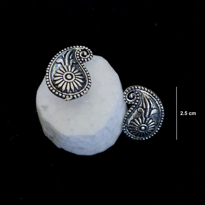 Oxidised Silver Floral Kolka Stud Earrings pair