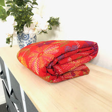 Load image into Gallery viewer, Queen Size Red Nakshi Kantha Embroidered Cotton Bed Cover
