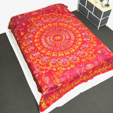 Load image into Gallery viewer, Queen Size Red Boho Floral Nakshi Kantha Embroidered Cotton Bed Cover
