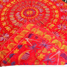 Load image into Gallery viewer, Queen Size Red Boho Floral Nakshi Kantha Embroidered Cotton Bed Cover
