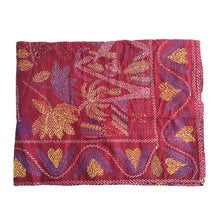 Load image into Gallery viewer, Queen Size Maroon Nakshi Kantha Embroidered Cotton Bed Cover
