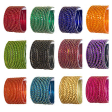 Load image into Gallery viewer, Designed Multi Colour Dilruba Glass Bangles (12 pc)
