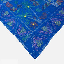 Load image into Gallery viewer, Queen Size Turquoise Nakshi Kantha Embroidered Cotton Bed Cover
