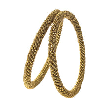 Load image into Gallery viewer, Oxidised Golden bangles Pair (Spiral vine)
