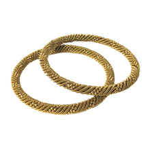 Load image into Gallery viewer, Oxidised Golden bangles Pair (Spiral vine)
