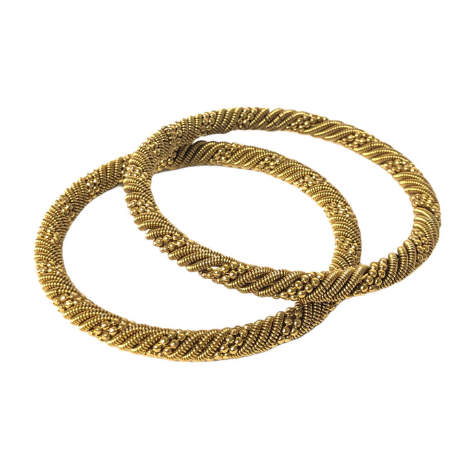 Oxidised Golden bangles Pair (Spiral vine)