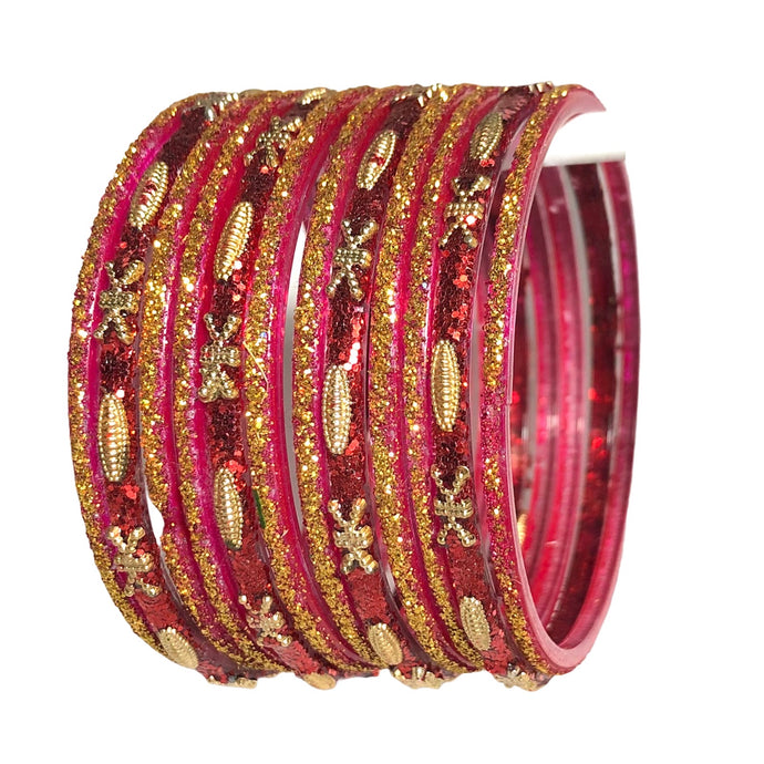 12 pcs glittery glass bangles for women
