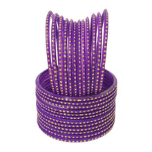 Load image into Gallery viewer, Traditional Indian Glass Bangles with Golden Sprinkles - Colorful Wedding &amp; Celebration Jewelry Set (12 pcs) for women
