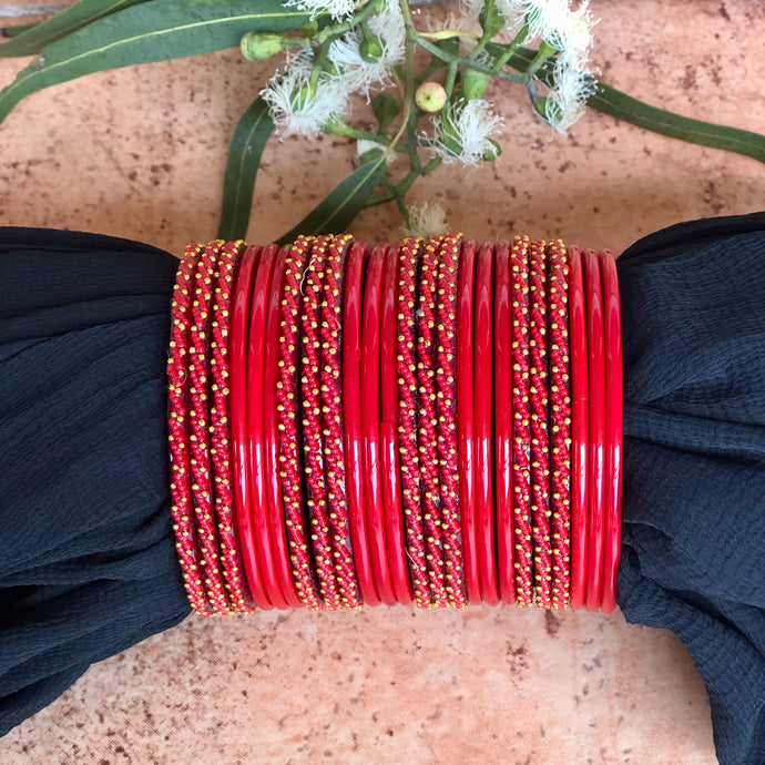 Plain & Dilruba Mixed Glass Bangles 2 Dozen Set