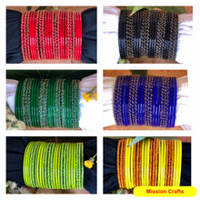 Load image into Gallery viewer, Plain &amp; Dilruba Mixed Glass Bangles 2 Dozen Set
