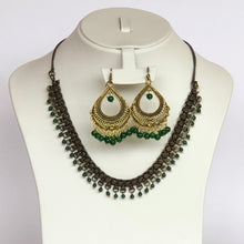 Load image into Gallery viewer, Oxidised Choker Necklace Sets with Earrings (Beads)
