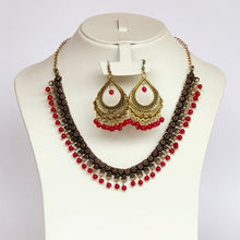 Load image into Gallery viewer, Oxidised Choker Necklace Sets with Earrings (Beads)
