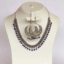 Load image into Gallery viewer, Oxidised Choker Necklace Sets with Earrings (Beads)
