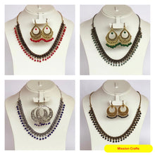 Load image into Gallery viewer, Oxidised Choker Necklace Sets with Earrings (Beads)
