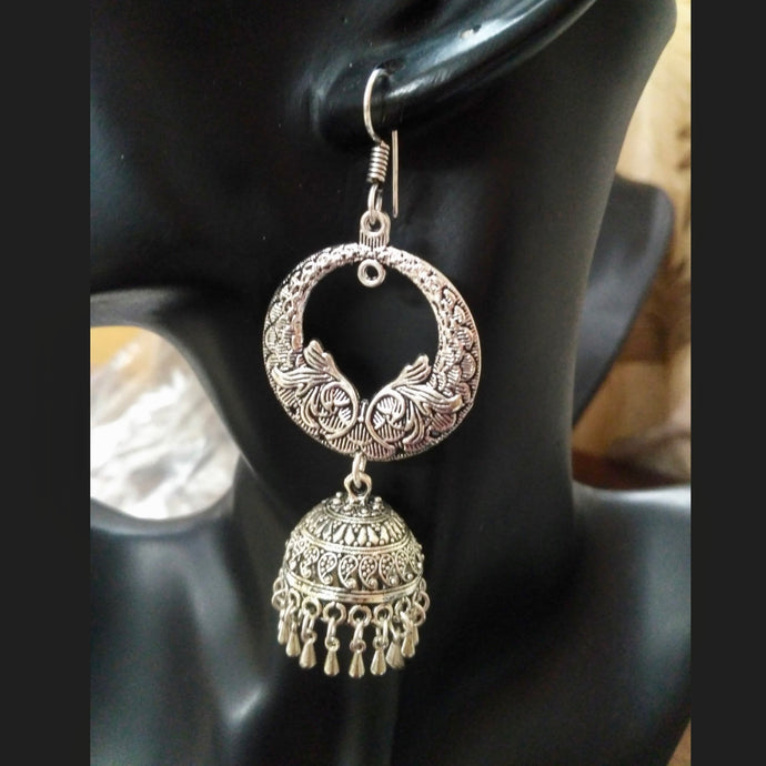 Oxidised/German Silver Jhumka Earrings pair